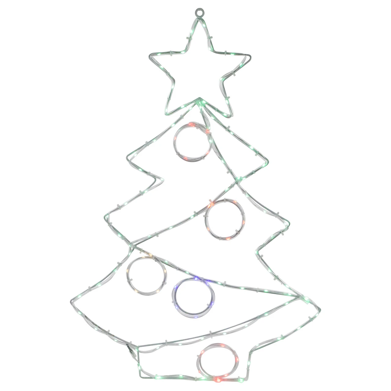 28" LED Lighted Christmas Tree With Ornaments Window Silhouette 4 28" LED Lighted Christmas Tree With Ornaments Window Silhouette - Image 2