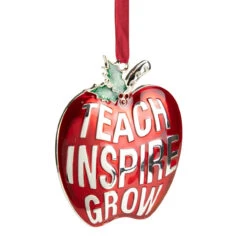 3.25" Red Silver Plated Apple Teacher Christmas Ornament With European Crystals -Optimal Christmas Shop northlight hd92865 2 83126.1688037787