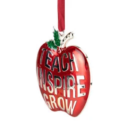 3.25" Red Silver Plated Apple Teacher Christmas Ornament With European Crystals -Optimal Christmas Shop northlight hd92865 4 36084.1688037787