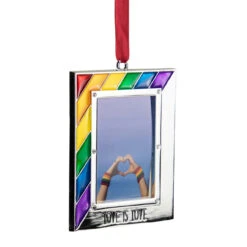 3.5" Silver-Plated Love Is Love Frame Pride Christmas Ornament With European Crystals -Optimal Christmas Shop northlight hd92869 2 15750.1688037917