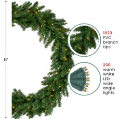 Pre-Lit Buffalo Fir Commercial Artificial Christmas Wreath, 6' - Warm White Lights -Optimal Christmas Shop northlight z99674 info 45765.1687182091