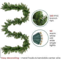 9' X 12" Pre-Lit Buffalo Fir Artificial Christmas Garland - Warm White LED Lights -Optimal Christmas Shop northlight z99688 info 60653.1679444237