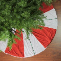 48" Red And White Peppermint Twist Stripes Christmas Tree Skirt