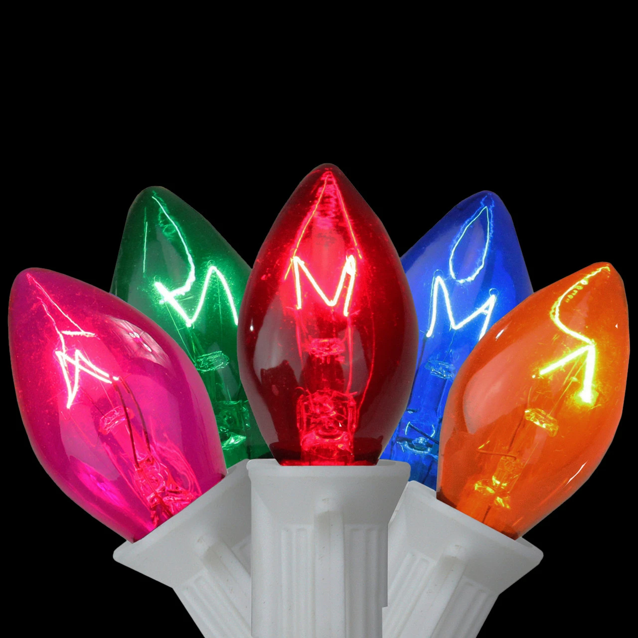 25 Count Multi Color C7 Christmas Lights, 24ft White Wire 3 25 Count Multi Color C7 Christmas Lights, 24ft White Wire