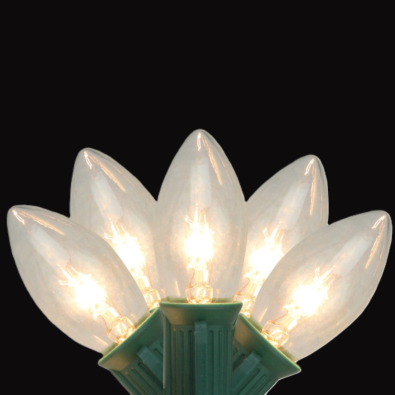 25-Count Clear Transparent C9 Christmas String Light Set, 24ft Green Wire 4 25-Count Clear Transparent C9 Christmas String Light Set, 24ft Green Wire - Image 2