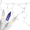 50 Blue And Clear Mini Window Curtain Icicle Christmas Lights - 2.6 Ft White Wire