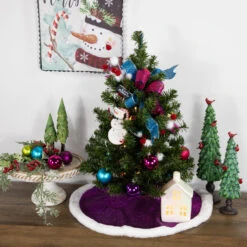 20" Magenta Glittered Mini Christmas Tree Skirt With White Fur Trim -Optimal Christmas Shop northlight20l27920 77762.1684783290