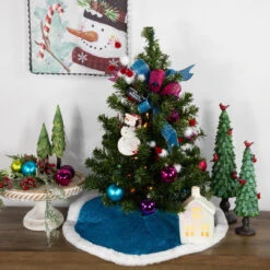 20" Blue Glittered Mini Christmas Tree Skirt With Fur Trim 7 20" Blue Glittered Mini Christmas Tree Skirt With Fur Trim -Optimal Christmas Shop northlight20l27921 93801.1684796529