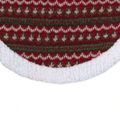 20" Red And Green Lodge Knitted Mini Christmas Tree Skirt With Sherpa Trim -Optimal Christmas Shop northlight20l27926 21133.1667572675