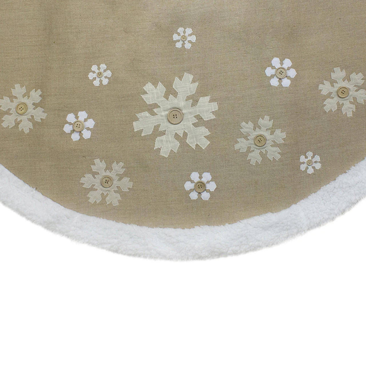48-Inch Beige And White Snowflake Embroidered Christmas Tree Skirt 7 48-Inch Beige And White Snowflake Embroidered Christmas Tree Skirt - Image 5