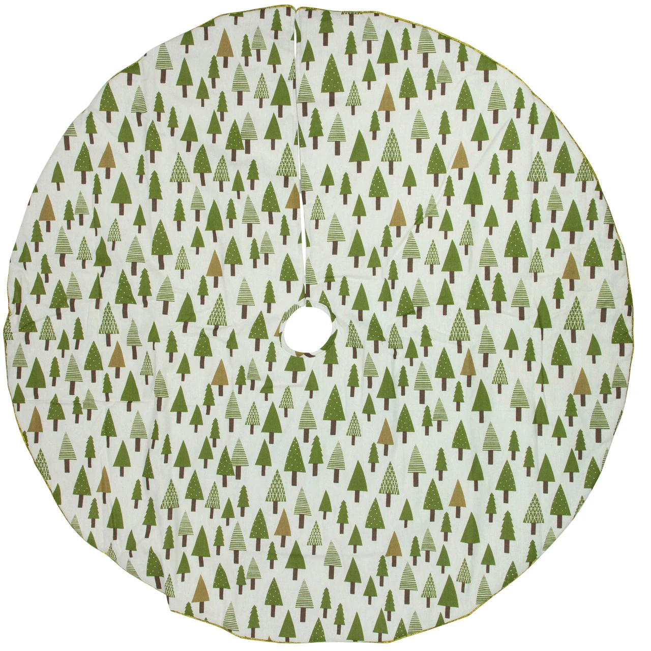 48" Cream White And Green Forest Christmas Tree Skirt 5 48" Cream White And Green Forest Christmas Tree Skirt - Image 3