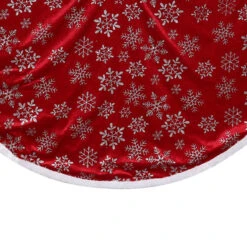 48" Red And White Snowflake Christmas Tree Skirt With A White Border -Optimal Christmas Shop northlight20n90775 43137.1667530464