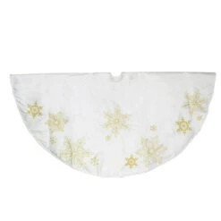 48" White With Gold Embroidered Snowflakes Christmas Tree Skirt 7 48" White With Gold Embroidered Snowflakes Christmas Tree Skirt -Optimal Christmas Shop northlight20n90780b 90911.1667490813
