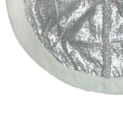 47" Silver Sequins Sherpa Border Christmas Tree Skirt -Optimal Christmas Shop northlight20nl01809b 53027.1667575868