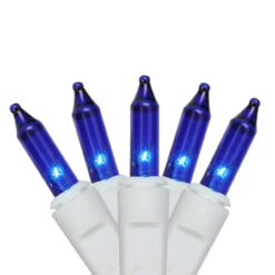100-Count Blue Mini Icicle Incandescent Christmas Light Set, 5.75ft White Wire