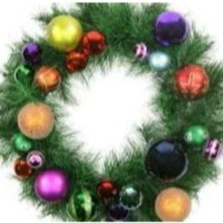 Multi-Colored Ornaments And Artificial Pine Christmas Wreath, 24-Inch, Unlit -Optimal Christmas Shop northlight20s84890 03 88727.1667533624