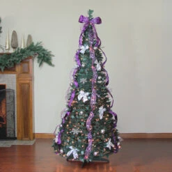6' Pre-Lit Purple And Silver Pre-Decorated Pop-Up Artificial Christmas Tree, Clear Lights 7 6' Pre-Lit Purple And Silver Pre-Decorated Pop-Up Artificial Christmas Tree, Clear Lights -Optimal Christmas Shop northlight20sm15302 2 21922.1667657460