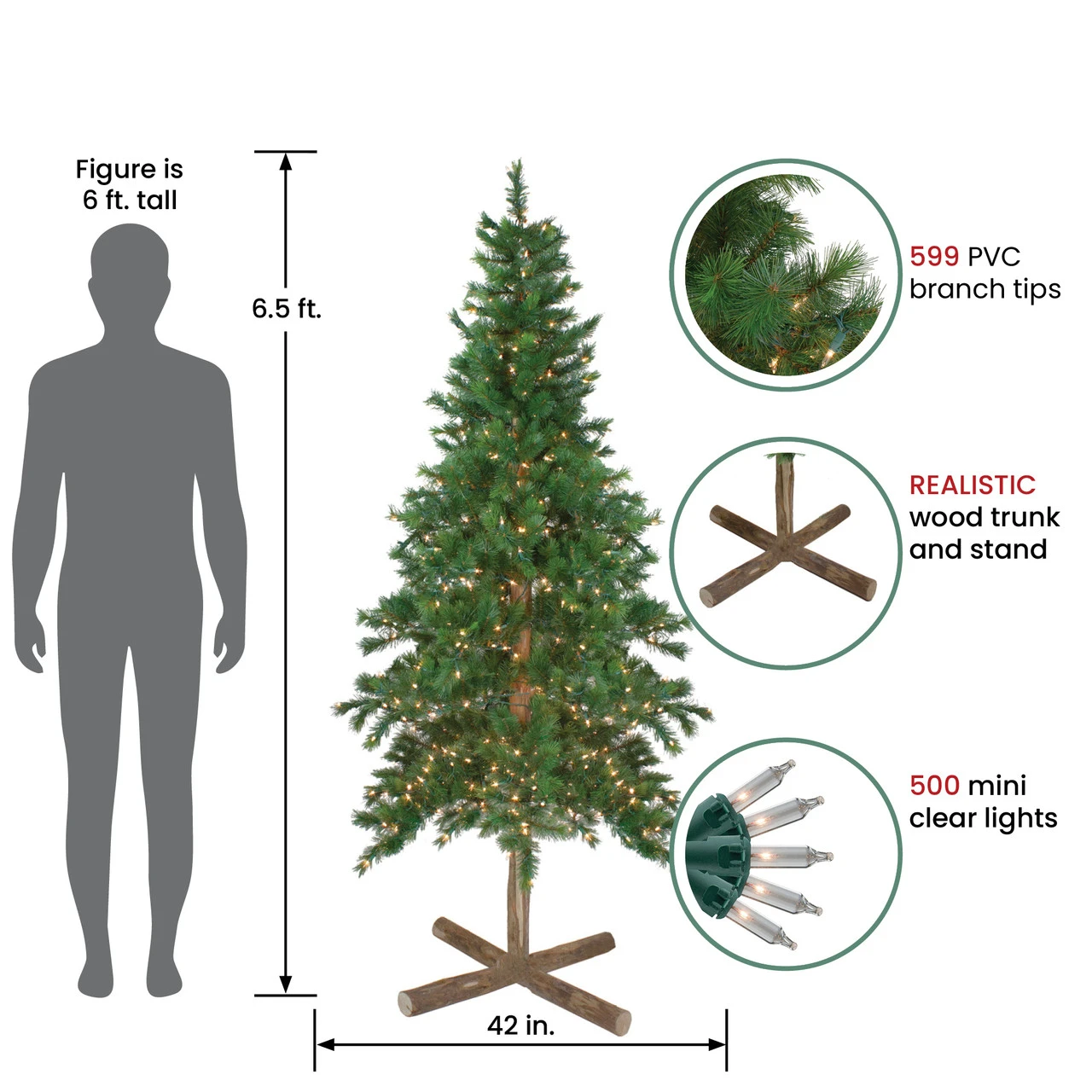 6.5' Pre-Lit Slim Royal Alpine Artificial Christmas Tree - Clear Lights 4 6.5' Pre-Lit Slim Royal Alpine Artificial Christmas Tree - Clear Lights - Image 2