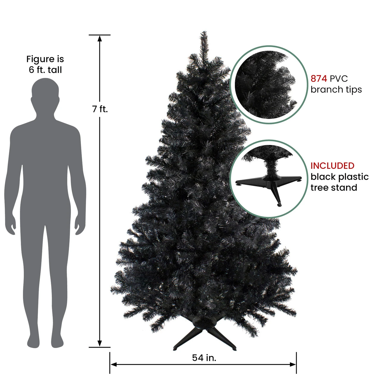 7' Black Colorado Spruce Artificial Christmas Tree - Unlit 4 7' Black Colorado Spruce Artificial Christmas Tree - Unlit - Image 2
