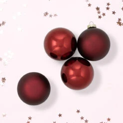 4ct Burgundy Red 2-Finish Glass Christmas Ball Ornaments 4" (100mm) 5 4ct Burgundy Red 2-Finish Glass Christmas Ball Ornaments 4" (100mm) -Optimal Christmas Shop northlight20wy00771 2 91001.1667533960