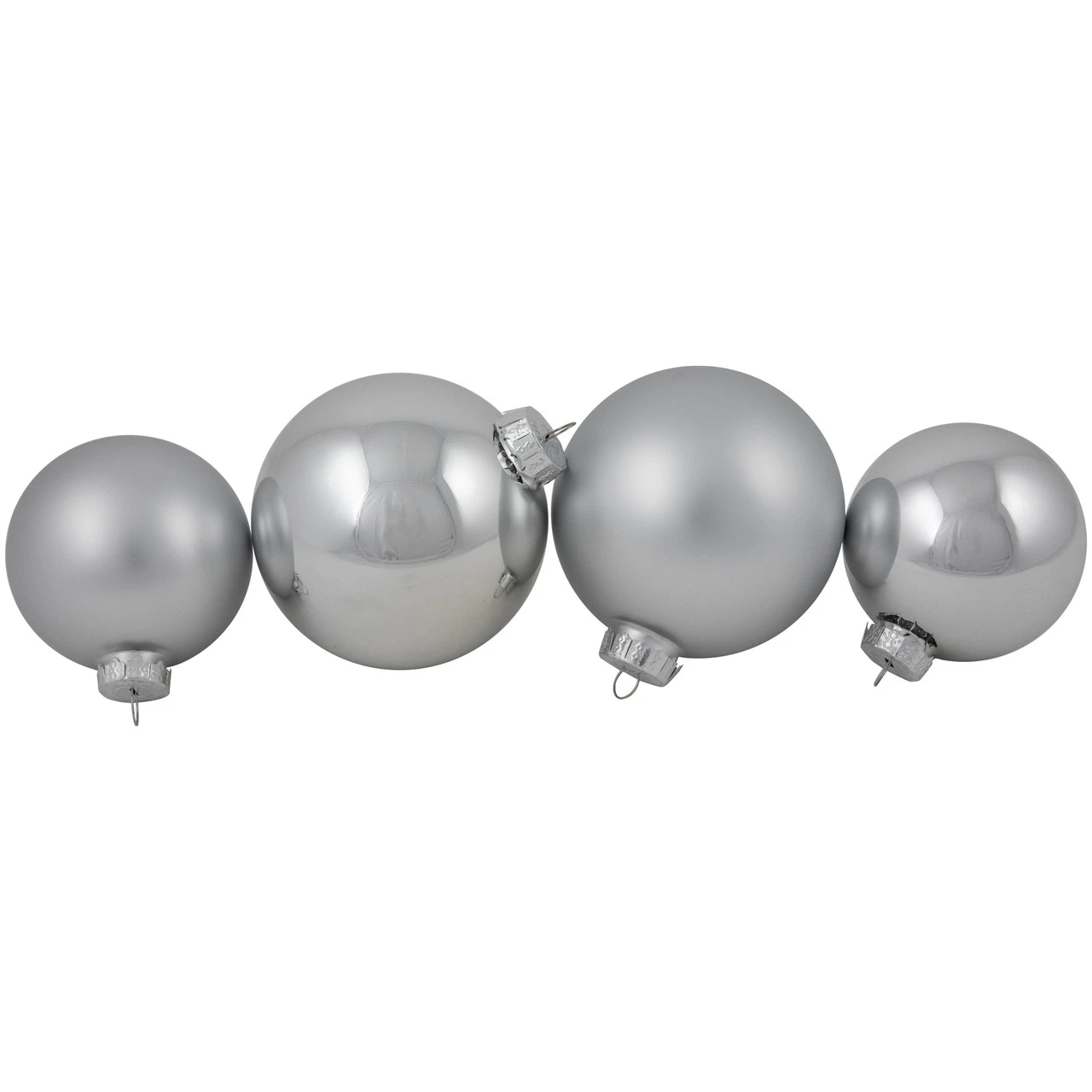 72ct Silver Shiny And Matte Christmas Glass Ball Ornaments 4" (100mm) 5 72ct Silver Shiny And Matte Christmas Glass Ball Ornaments 4" (100mm) - Image 3