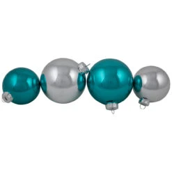 72ct Turquoise Blue And Silver 2-Finish Glass Christmas Ball Ornaments 4" (100mm) -Optimal Christmas Shop northlight20wy15218 03 16429.1682111510