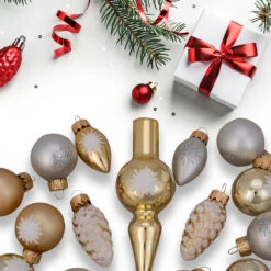 15ct Gold 2-Finish Glass Christmas Tree Topper And Ornament Set 5.5" -Optimal Christmas Shop northlight20wy27599b 89293.1667577788