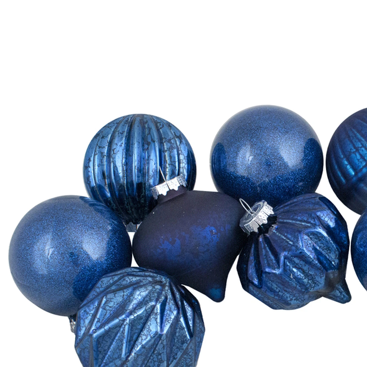 Set Of 12 Blue Finial And Glass Ball Christmas Ornaments 4 Set Of 12 Blue Finial And Glass Ball Christmas Ornaments - Image 2