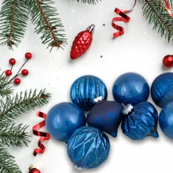 Set Of 12 Blue Finial And Glass Ball Christmas Ornaments 7 Set Of 12 Blue Finial And Glass Ball Christmas Ornaments -Optimal Christmas Shop northlight20wy88869b 68494.1667560493