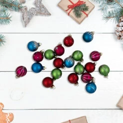 Set Of 20 Glass Christmas Decorations And Tree Topper 1.25" (35mm) -Optimal Christmas Shop northlight20wy88888 06994.1667560497