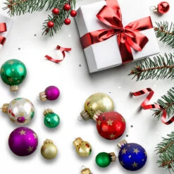 16-Piece Set Of Assorted Multi-Color Glass Ball Christmas Ornaments With Tree Topper -Optimal Christmas Shop northlight20wy88904 02613.1667535652