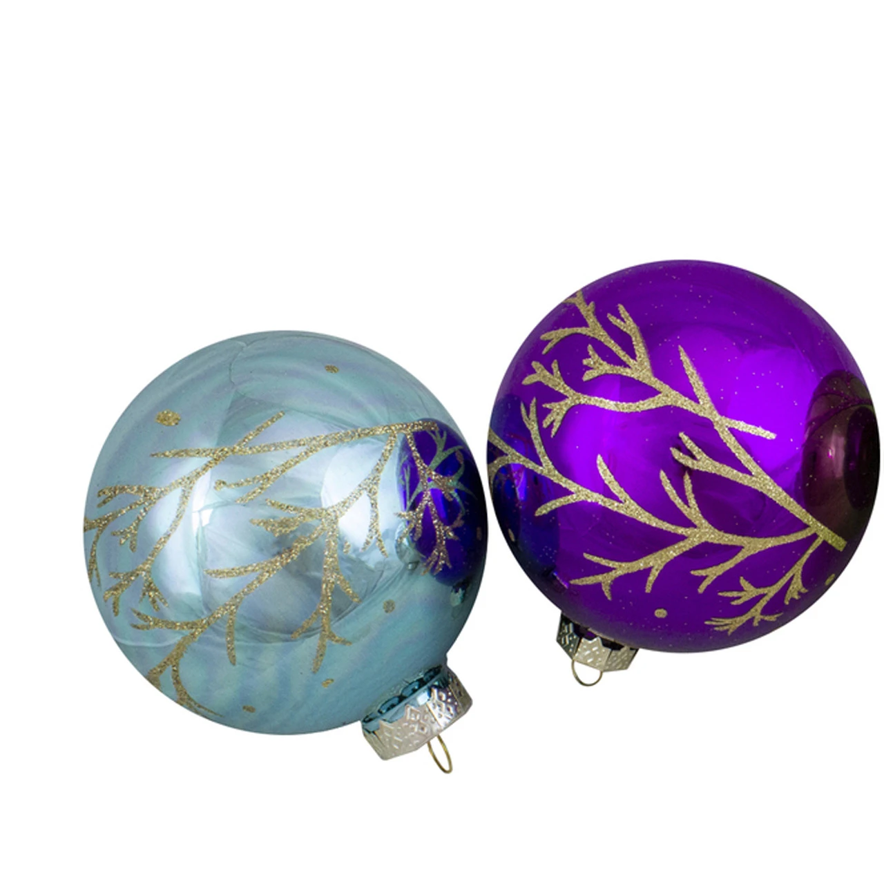 Set Of 4 Multi-Color Shiny Glass Ball Christmas Ornaments 4-Inch (100mm) 4 Set Of 4 Multi-Color Shiny Glass Ball Christmas Ornaments 4-Inch (100mm) - Image 2