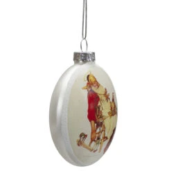 Set Of 3 Norman Rockwell Glass Christmas Disc Ornament -Optimal Christmas Shop northlight20yl93413c 53391.1667530118