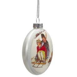 Set Of 3 Norman Rockwell Glass Christmas Disc Ornament -Optimal Christmas Shop northlight20yl93415c 91502.1667530118