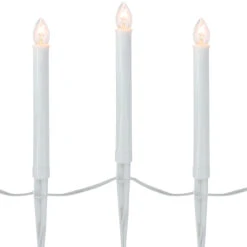 10-Count White C7 Candle Pathway Markers Christmas Lights, White Wire