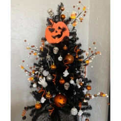 4ft Pre-Lit Black Noble Spruce Artificial Halloween Tree, Orange Lights -Optimal Christmas Shop northlight20z92380 cxpix 00520.1669140865