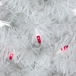 3' Pre-Lit White Iridescent Pine Slim Artificial Christmas Tree - Pink Lights -Optimal Christmas Shop northlight b03901 03 45698.1667658036