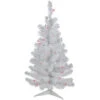 3' Pre-Lit White Iridescent Pine Slim Artificial Christmas Tree - Pink Lights
