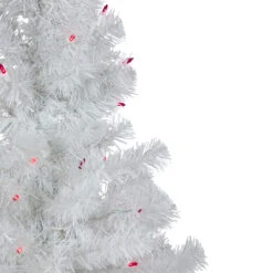 3' Pre-Lit White Iridescent Pine Slim Artificial Christmas Tree - Pink Lights -Optimal Christmas Shop northlight b03901 2 06770.1667658036