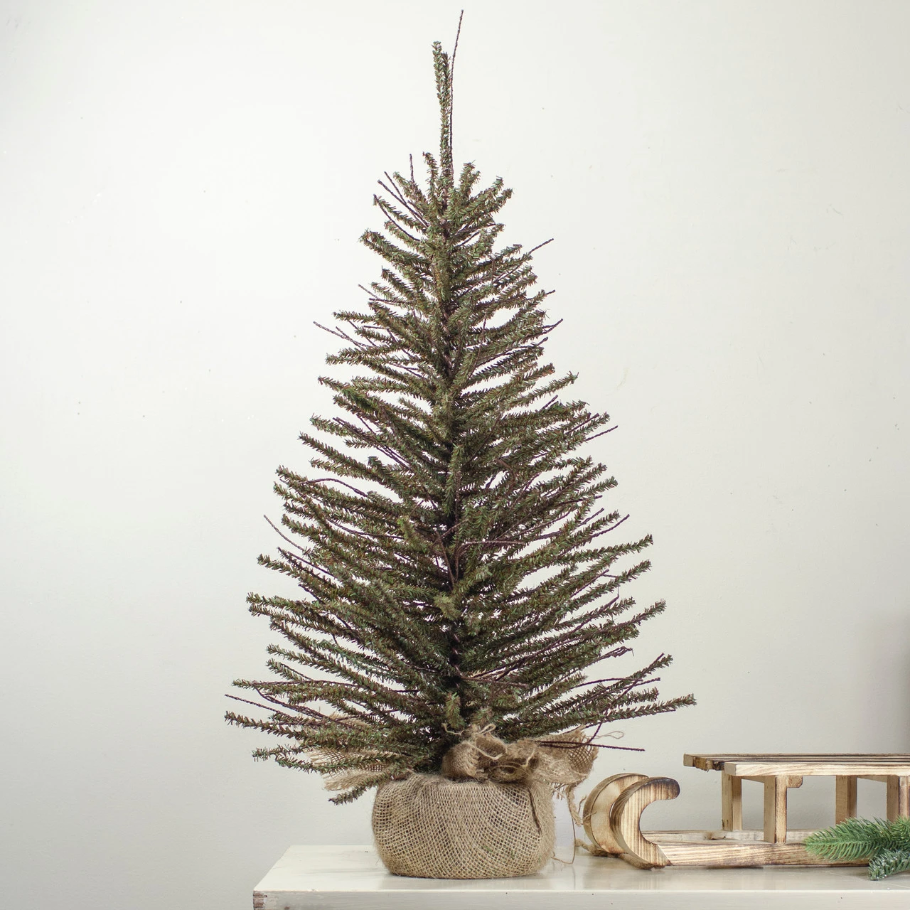 2.5' Green And Brown Warsaw Twig Artificial Christmas Tree With Burlap Base - Unlit 4 2.5' Green And Brown Warsaw Twig Artificial Christmas Tree With Burlap Base - Unlit - Image 2