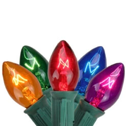 25-Count Multi-Color C7 Christmas Light Set, 24ft Green Wire