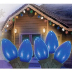 25-Count Blue C7 Opaque Christmas Light Set, 24ft Green Wire 6 25-Count Blue C7 Opaque Christmas Light Set, 24ft Green Wire -Optimal Christmas Shop northlight b4bg8411 02 08472.1667536475
