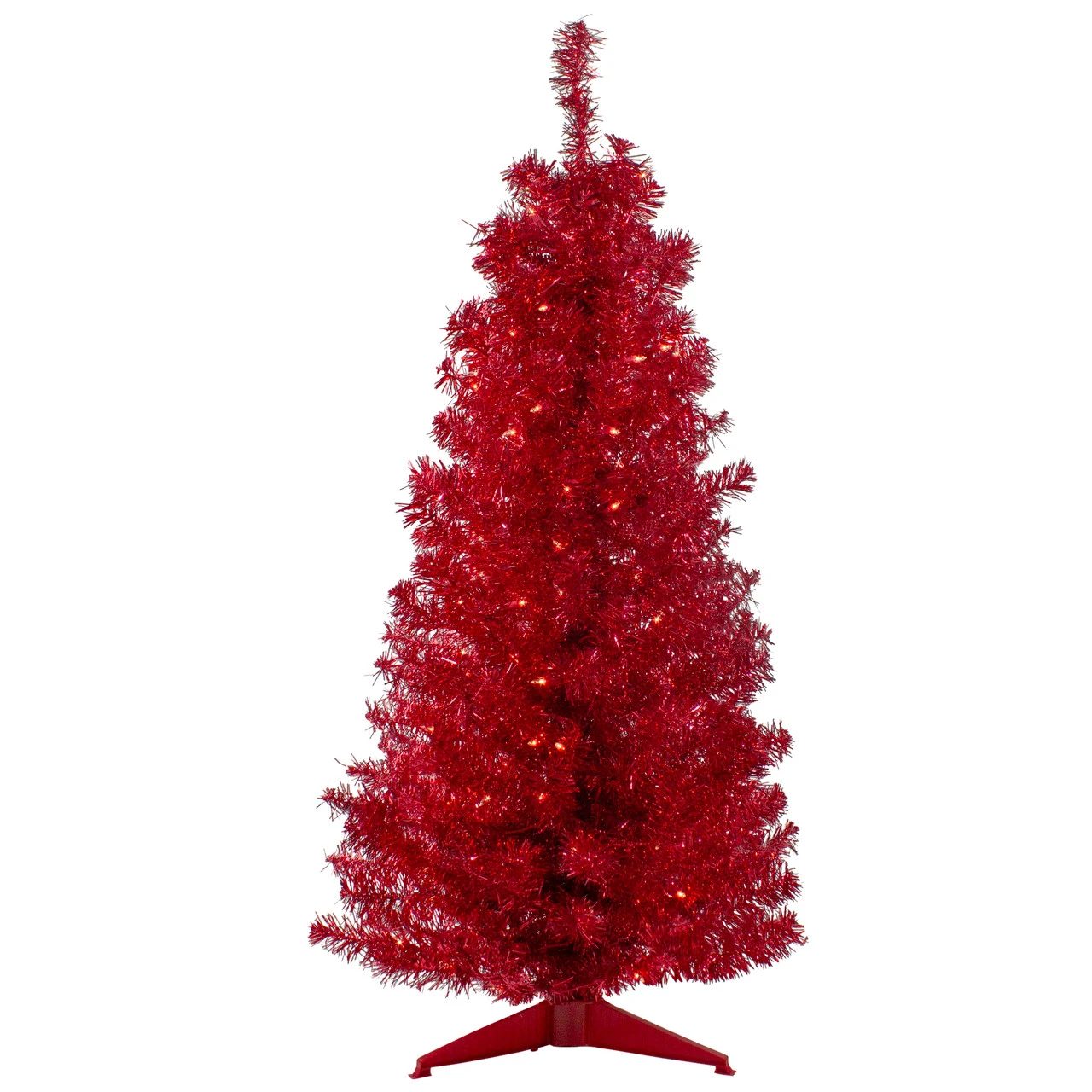 4' Pre-Lit Slim Red Artificial Christmas Tree - Clear Lights 3 4' Pre-Lit Slim Red Artificial Christmas Tree - Clear Lights