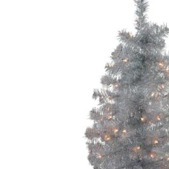 4' X 22" Pre-Lit Slim Silver Artificial Tinsel Christmas Tree - Clear Lights -Optimal Christmas Shop northlight b83510 1 88598.1683034971