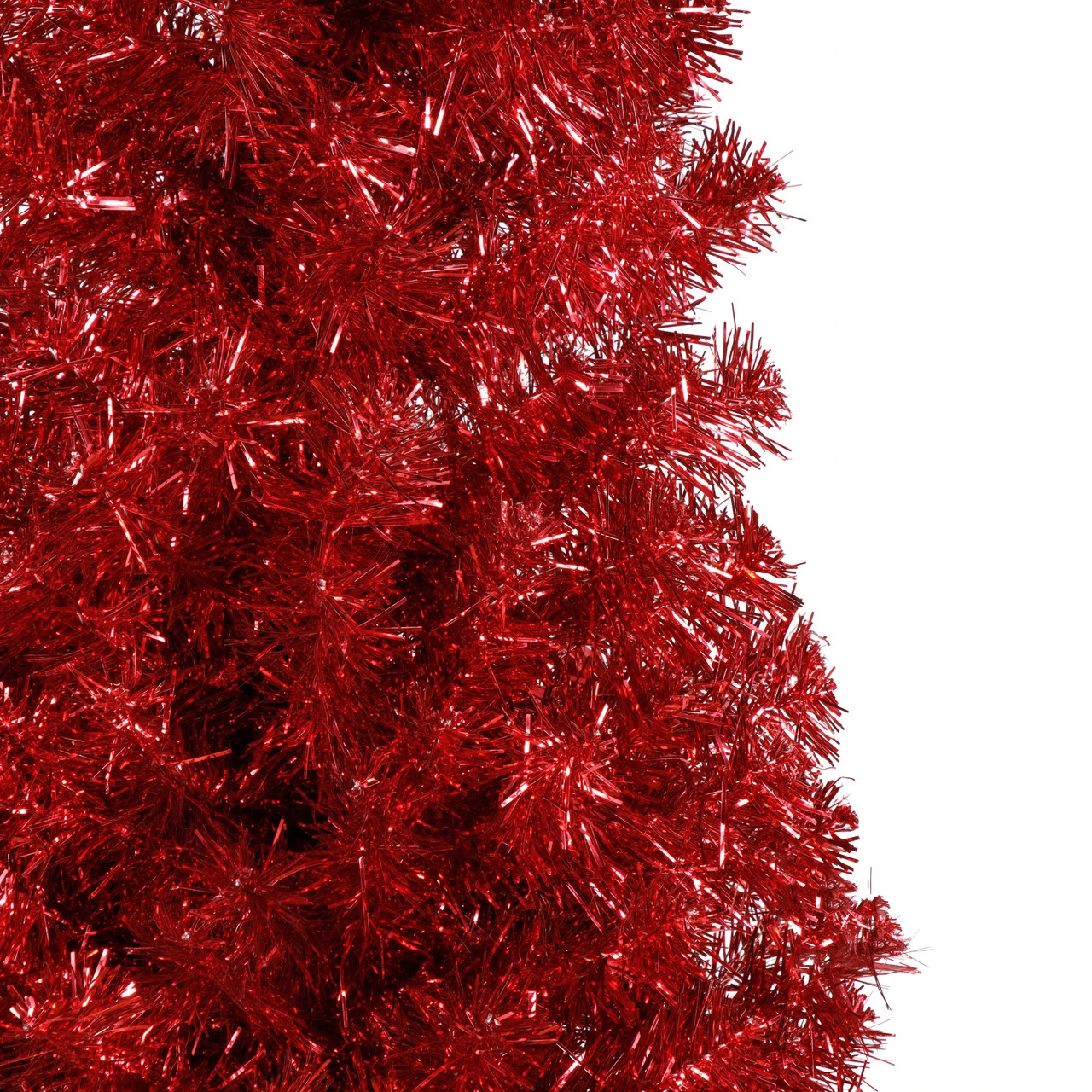 6' Pencil Red Tinsel Artificial Christmas Tree - Unlit 5 6' Pencil Red Tinsel Artificial Christmas Tree - Unlit - Image 3