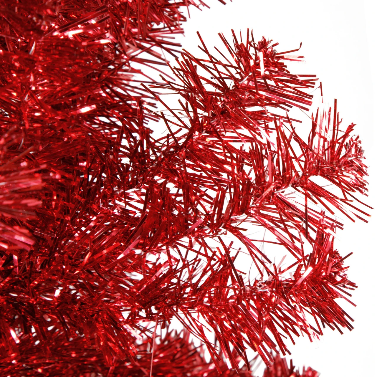 6' Pencil Red Tinsel Artificial Christmas Tree - Unlit 4 6' Pencil Red Tinsel Artificial Christmas Tree - Unlit - Image 2