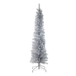 6' Pencil Silver Tinsel Artificial Christmas Tree - Unlit