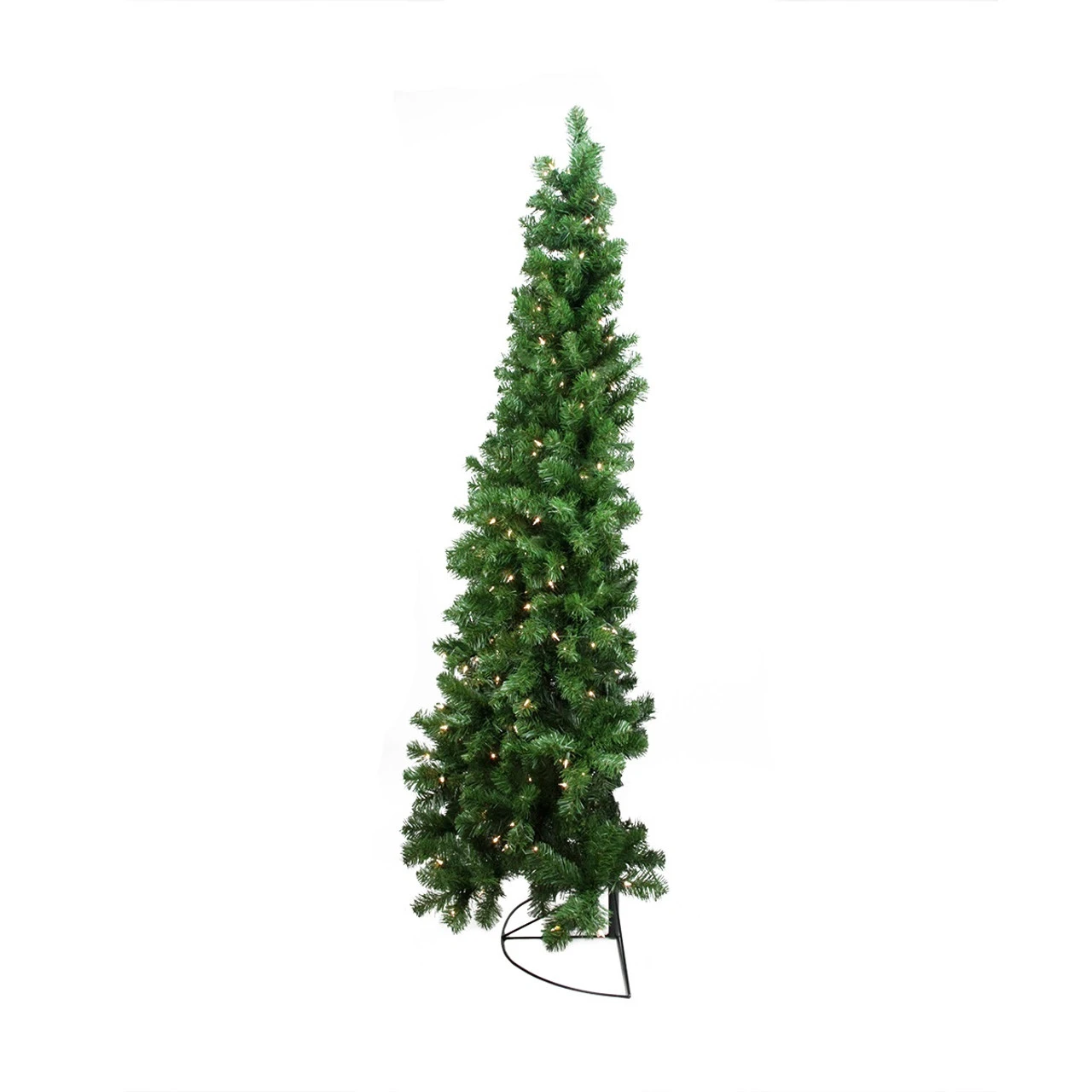 6' Pre-Lit Pine Artificial Wall Christmas Tree, Clear Lights 5 6' Pre-Lit Pine Artificial Wall Christmas Tree, Clear Lights - Image 3