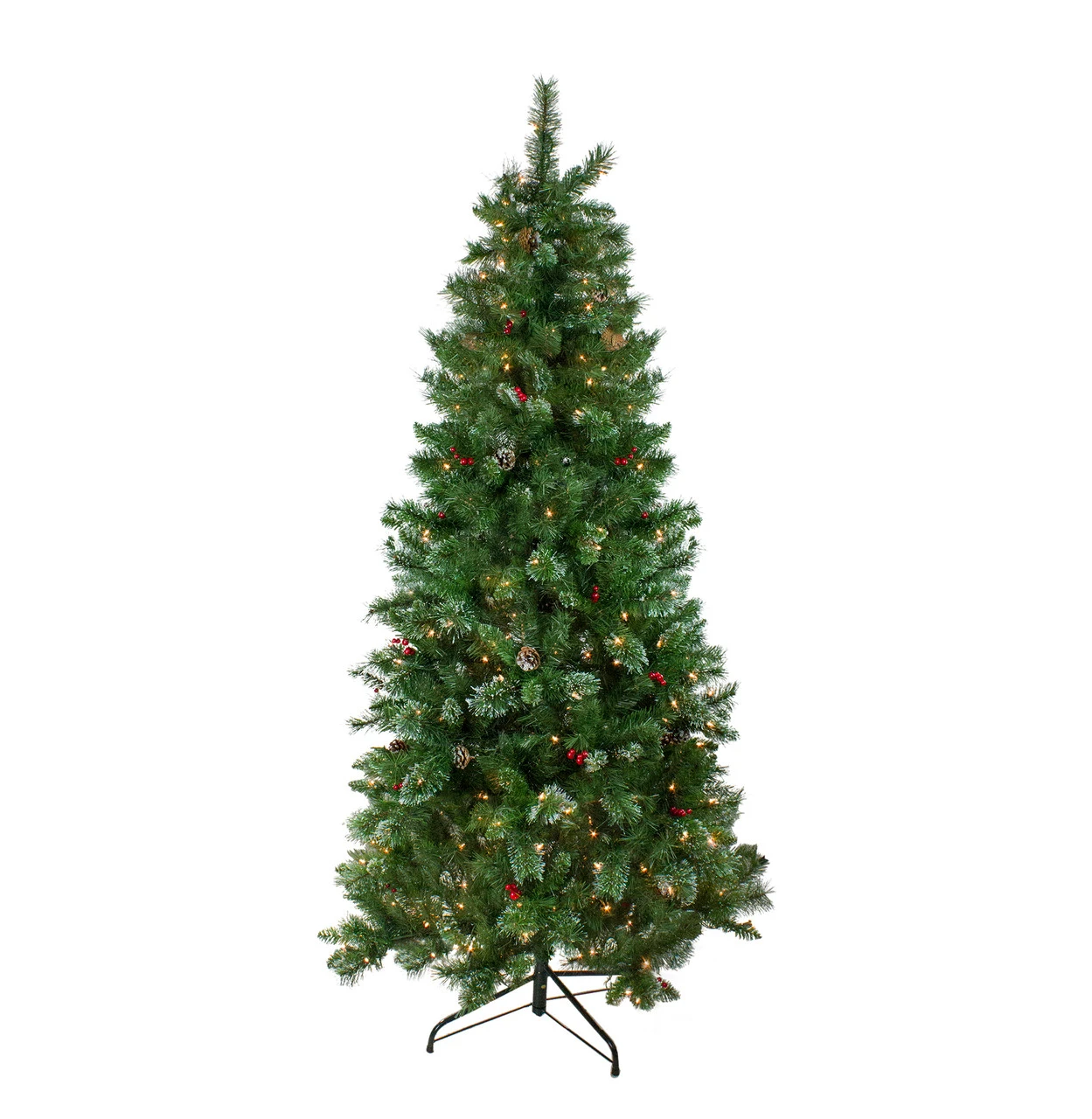 6.5' Pre-Lit Medium Mixed Pine And Iridescent Glitter Artificial Christmas Tree - Clear Lights 4 6.5' Pre-Lit Medium Mixed Pine And Iridescent Glitter Artificial Christmas Tree - Clear Lights - Image 2
