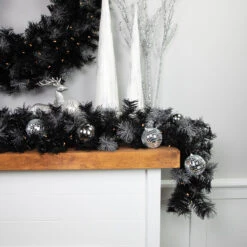 6' Pre-Lit Black Artificial Christmas Garland With Timer - Warm White LED Lights 10 6' Pre-Lit Black Artificial Christmas Garland With Timer - Warm White LED Lights -Optimal Christmas Shop northlight b83534 styled 2201 29751.1684767925